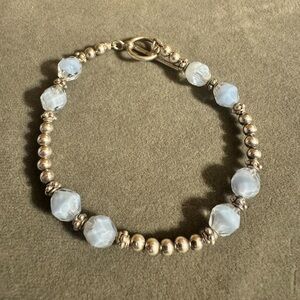 Toggled Beaded Glass And Metal Bracelet